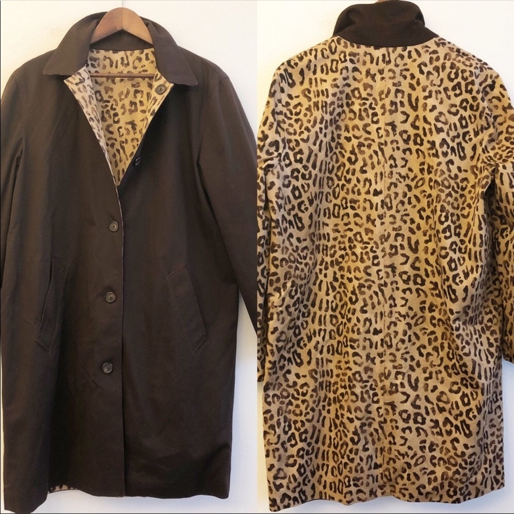 Jones New York Leopard Print Trench Coat in Tan and Brown - Picture 3 of 16